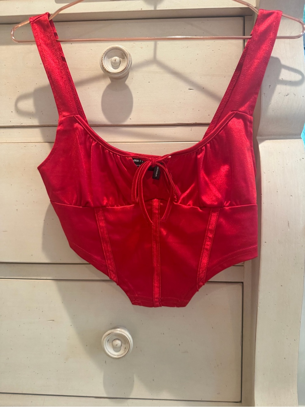 ASOS Red Satin Corset-Style Crop Top